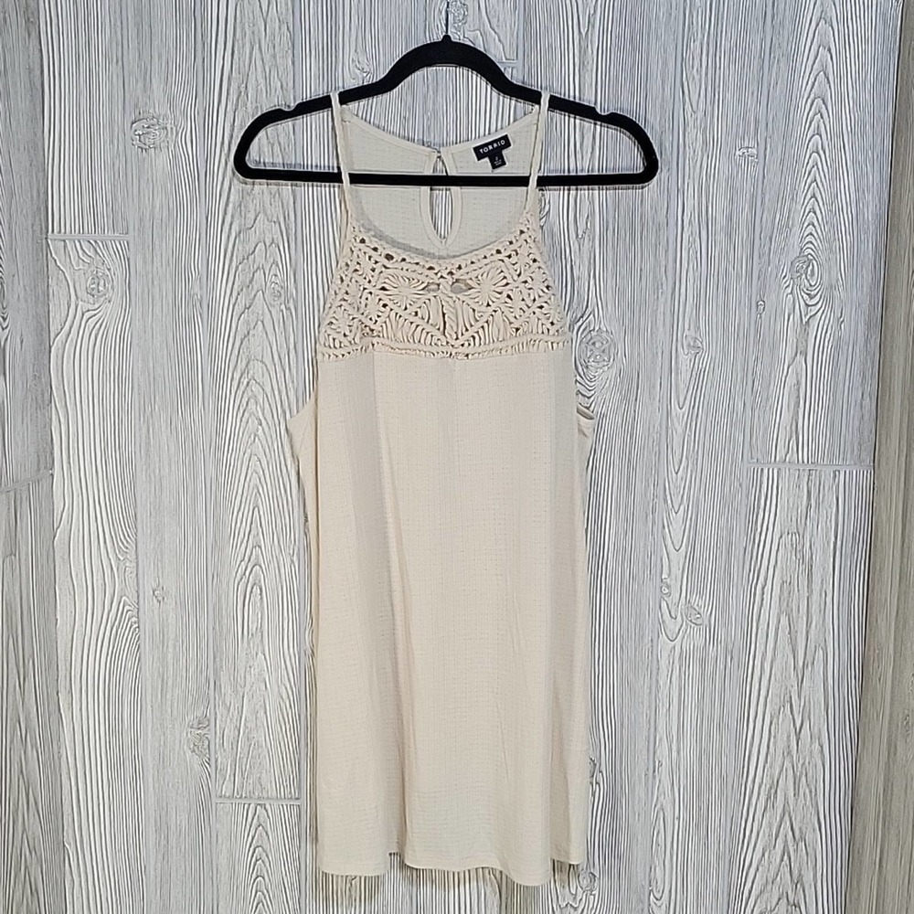 Torrid Cream Crochet Detail Tank Top